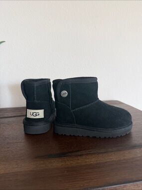 UGG Kids Black Mini Button Boot
